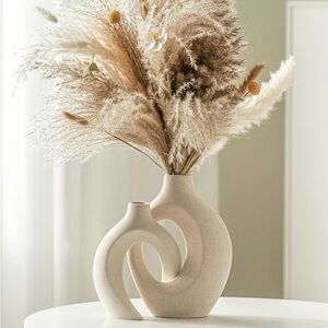 Modern Cream Snuggle Hollow Ceramic Vases Set of 2